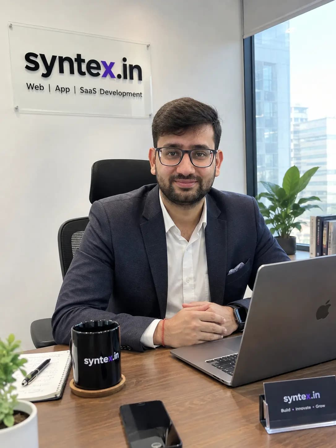 Naveen Kumar, founder of Fiverr, at the studio in New Delhi